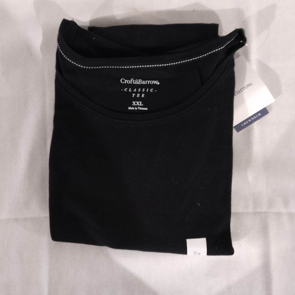 NEW Croft & Barrow Women's Black Cotton Crew Neck Short Sleeve Tee Size …